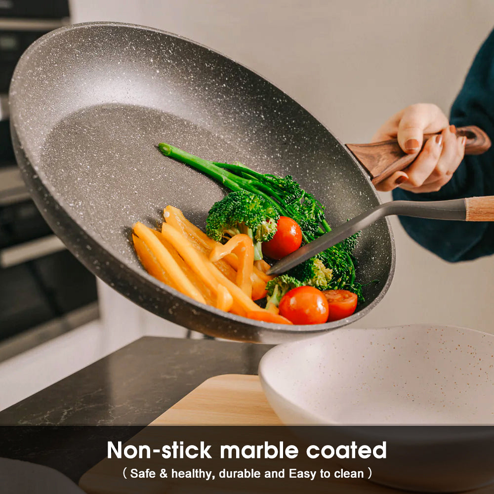 5-Piece Non-Stick Marble Coating Cookware Set | Saucepan, Casserole, Fry Pan