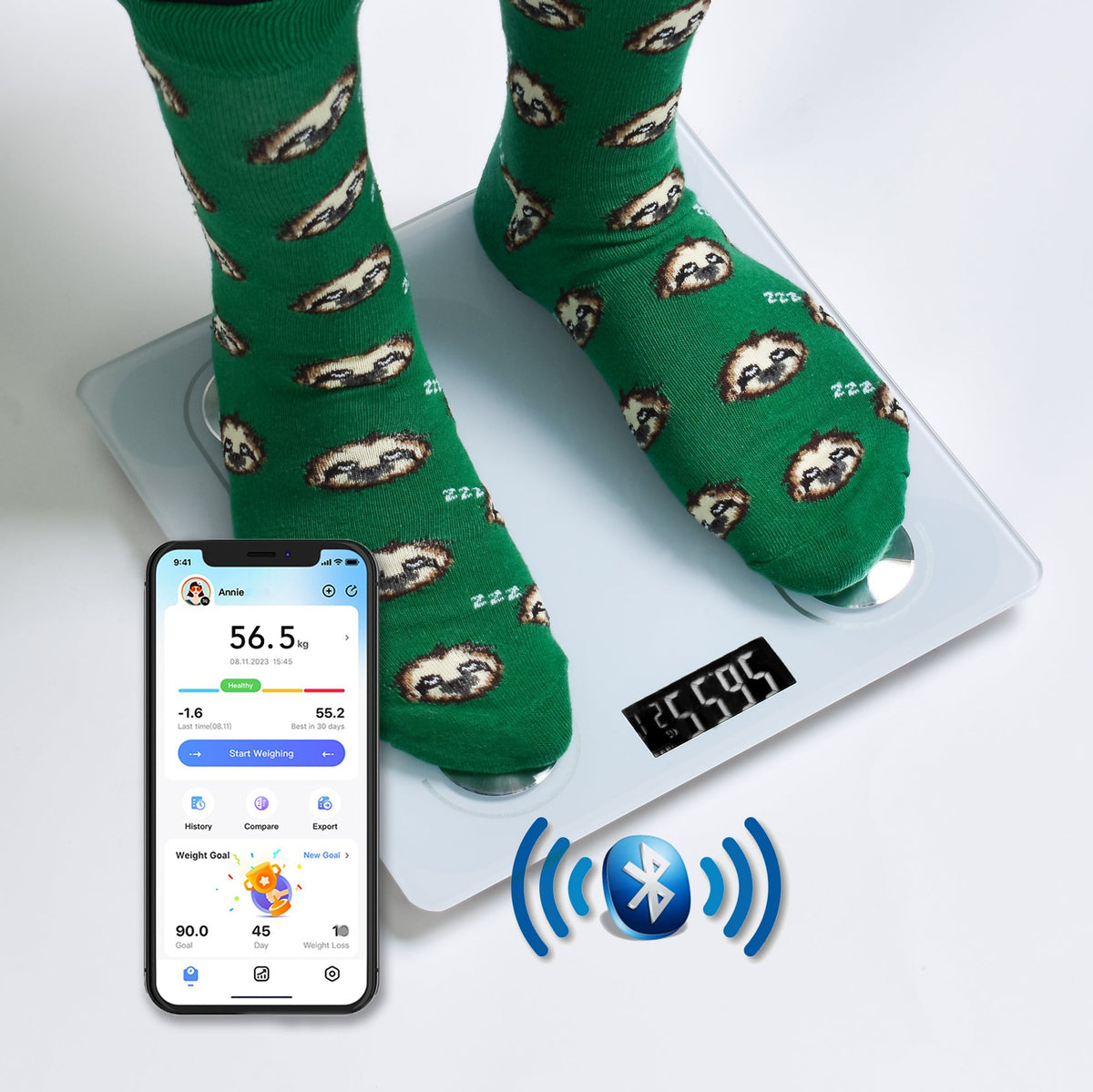 Clevinger Bluetooth Smart Digital Glass Bathroom Scale | Max Capacity 180KG with Smart Features