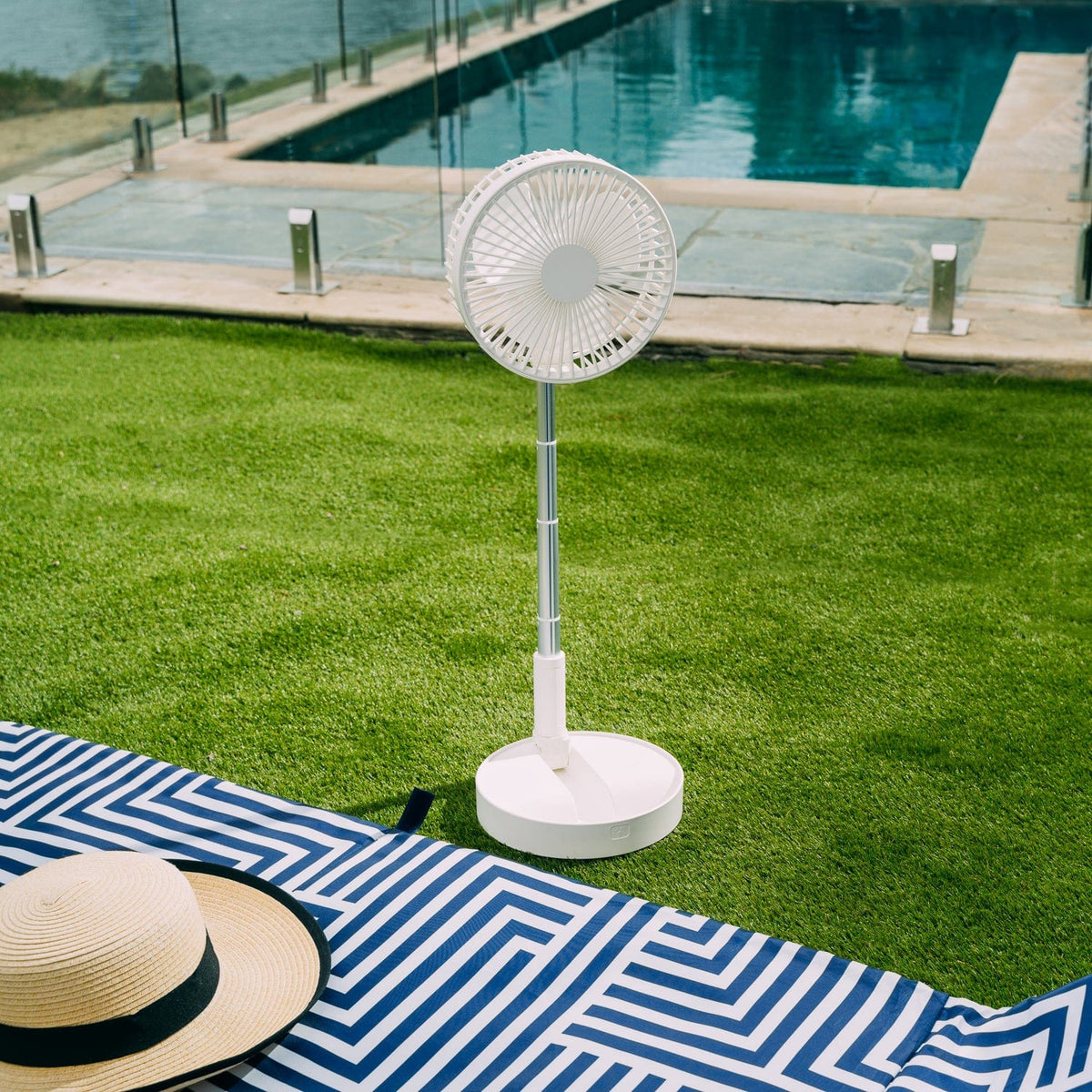 Folding Telescopic Rechargeable Fan | 4.5W | Portable Height & Tilt Adjustable | Cordless Cooling