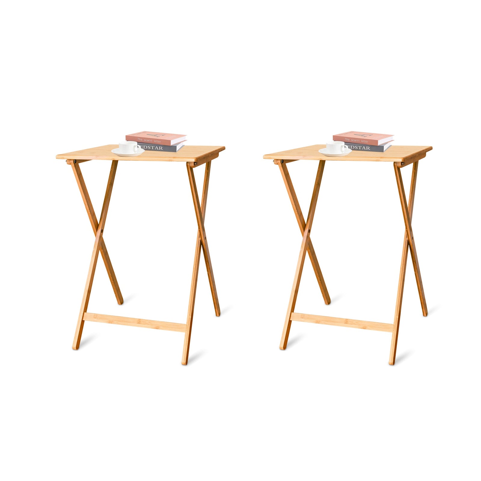 2pc Bamboo Folding Laptop Tray & Snack Table