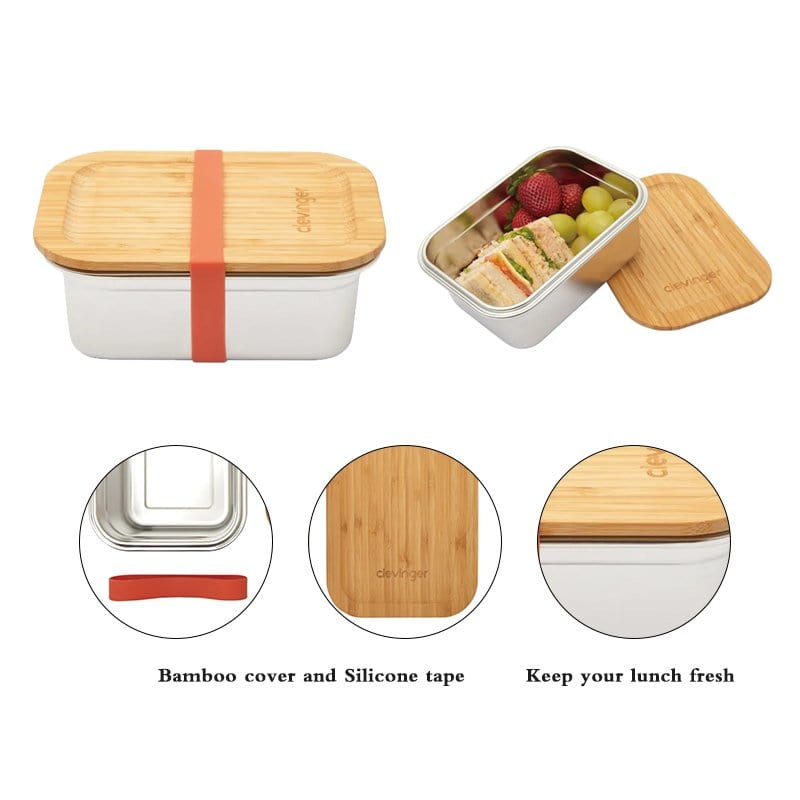 Clevinger Stainless Steel Bamboo Medium Lunch Box | 800ml