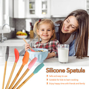 5-Piece Mini Silicone & Bamboo Utensil Set | Nonstick Cookware