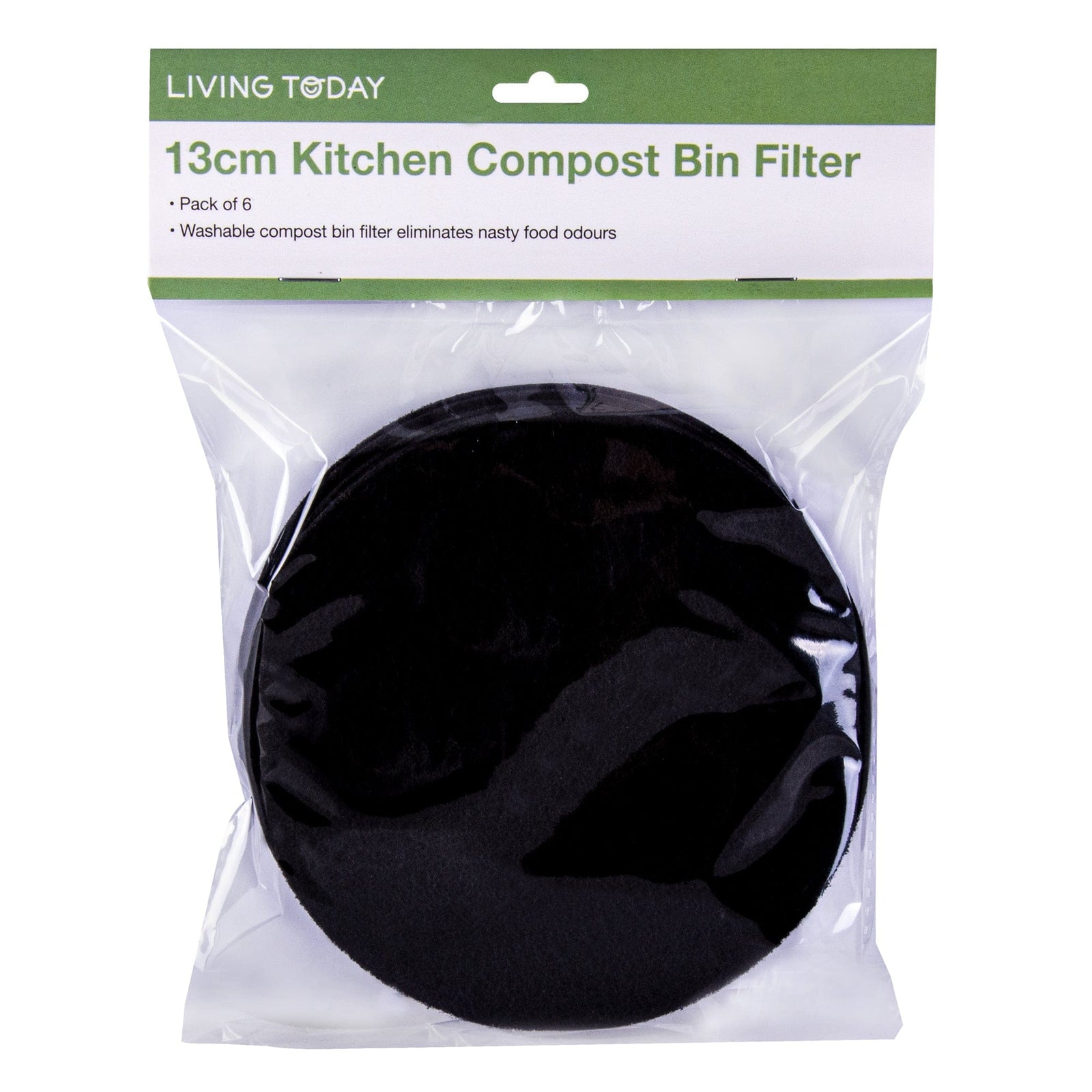 Living Today 6PC Kitchen Compost Bin Filter | 13cm | Effective Odor Control