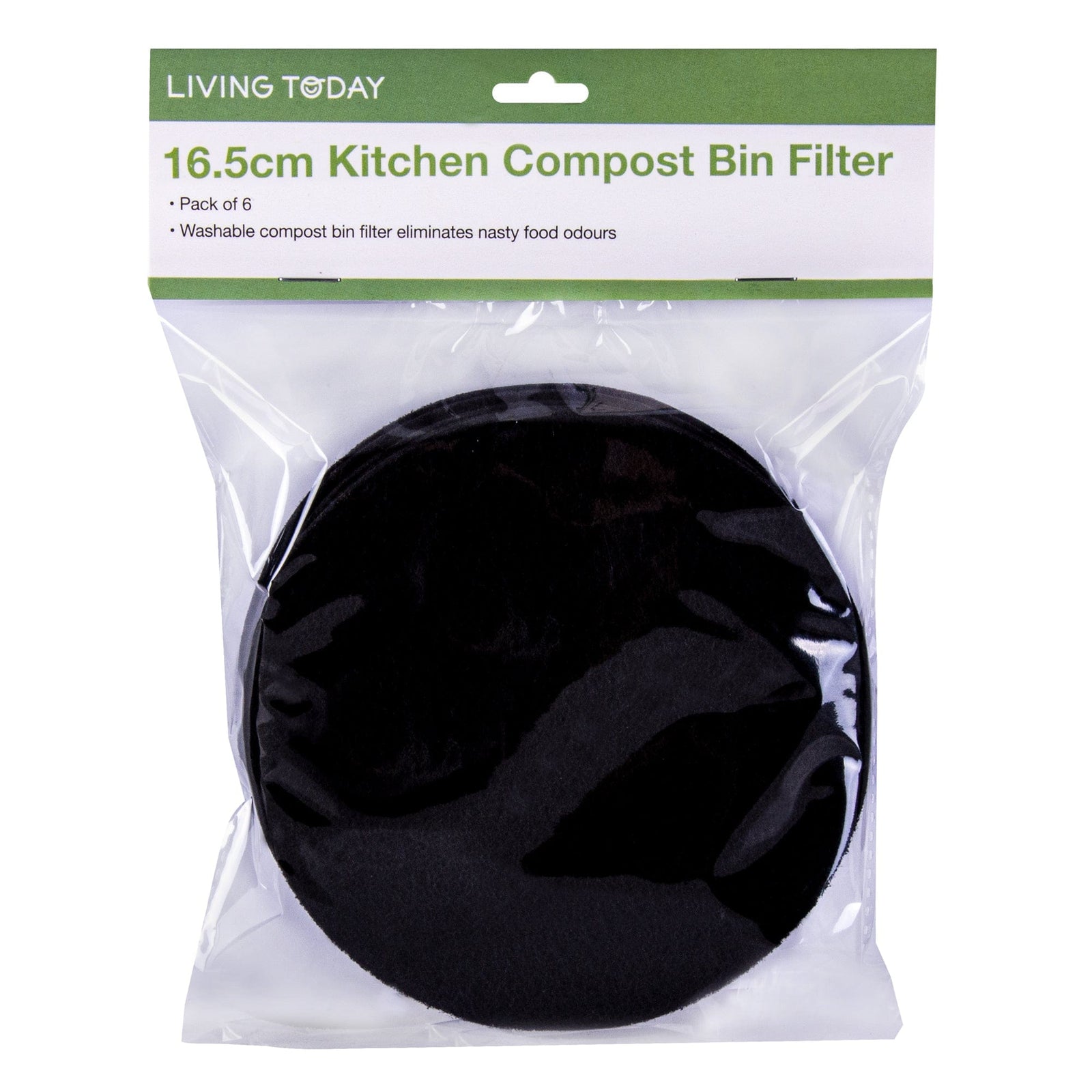 Living Today 6PC Kitchen Compost Bin Filter | 16.5cm | Fresh & Clean Kitchen Air