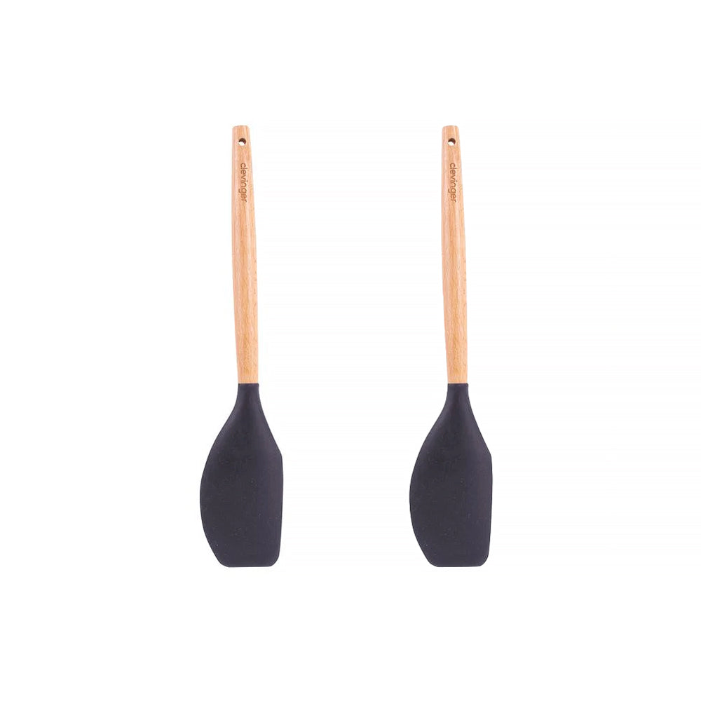 2-Piece Beechwood & Silicone Spatula Set | Charcoal