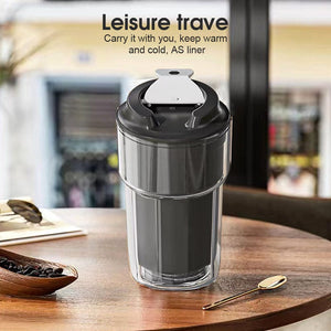 460ml Double Wall Insulated Coffee Cup | Black | Keeps Drinks Hot or Cold