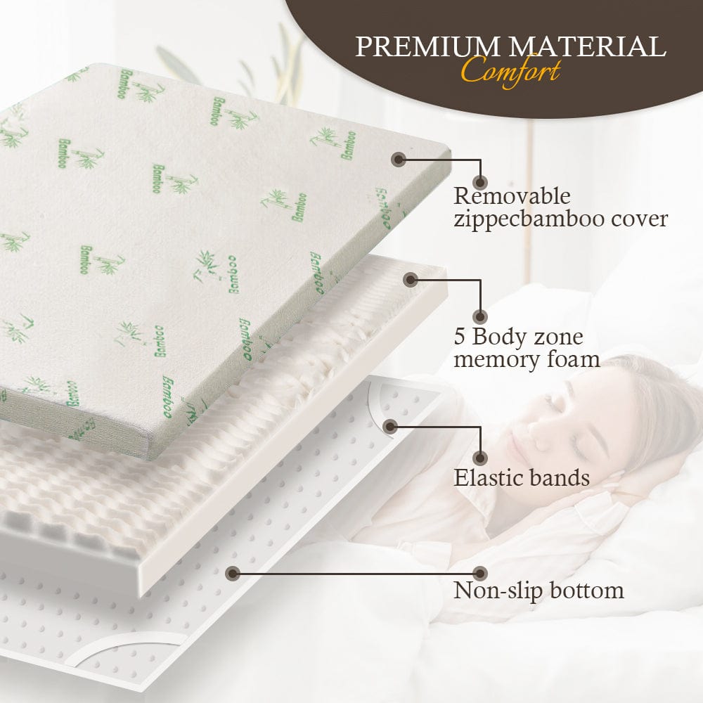 4cm Memory Foam Mattress Topper | with Bamboo Cover | Double