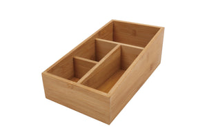 Bamboo Storage Box | 4 Slots | Versatile Organizer for Home & Office