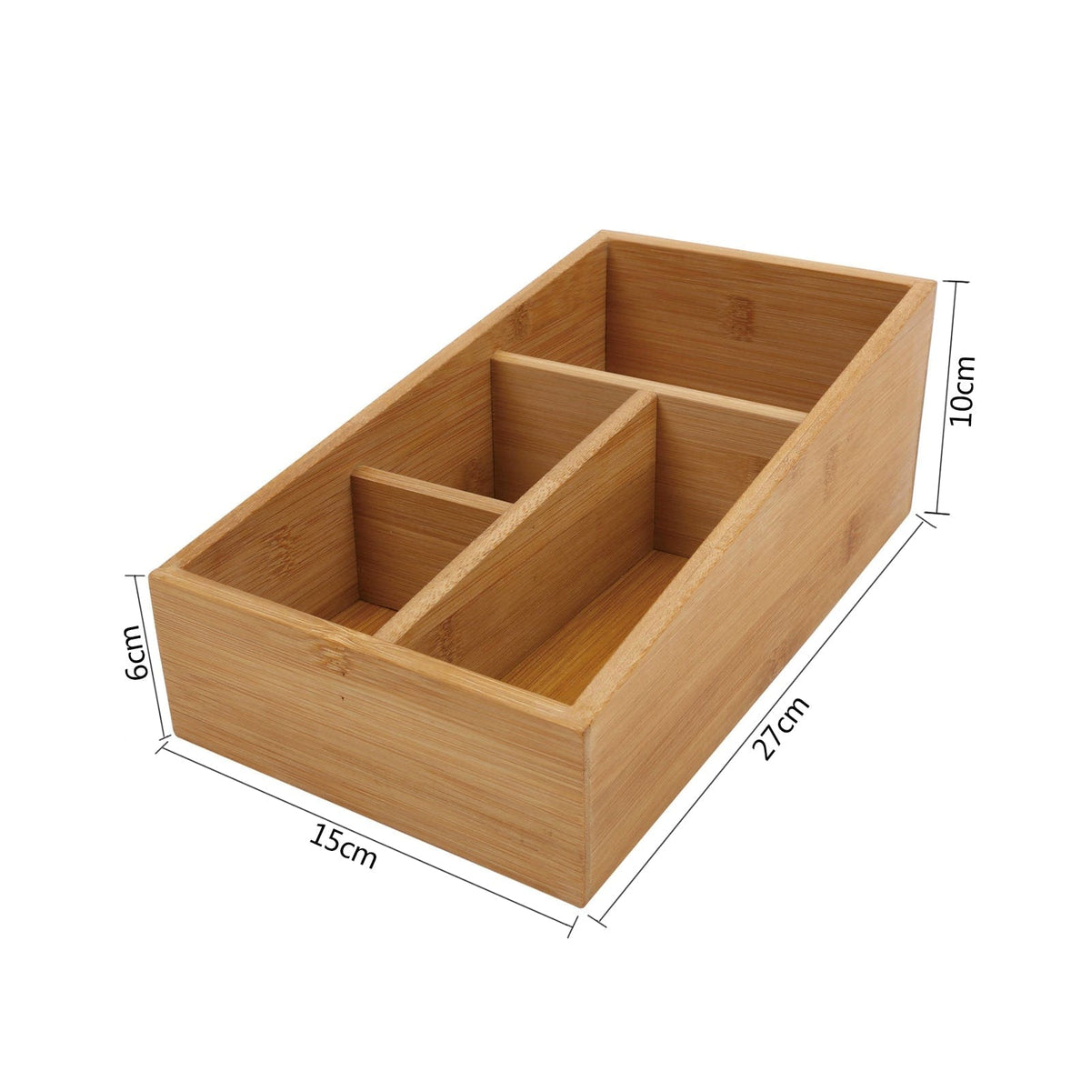 Bamboo Storage Box | 4 Slots | Versatile Organizer for Home & Office
