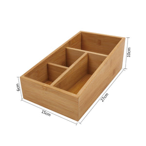 Bamboo Storage Box | 4 Slots | Versatile Organizer for Home & Office