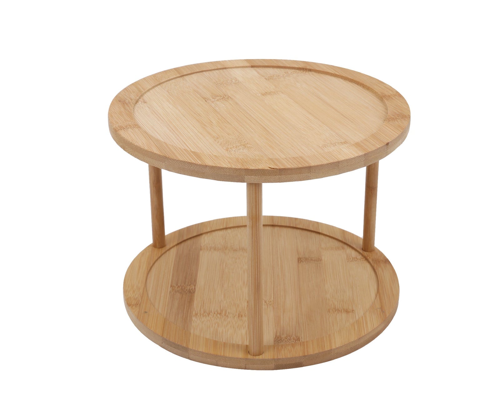 Bamboo Lazy Susan Turntable | 2-Tier Rotating Organizer | Kitchen Storage Solution