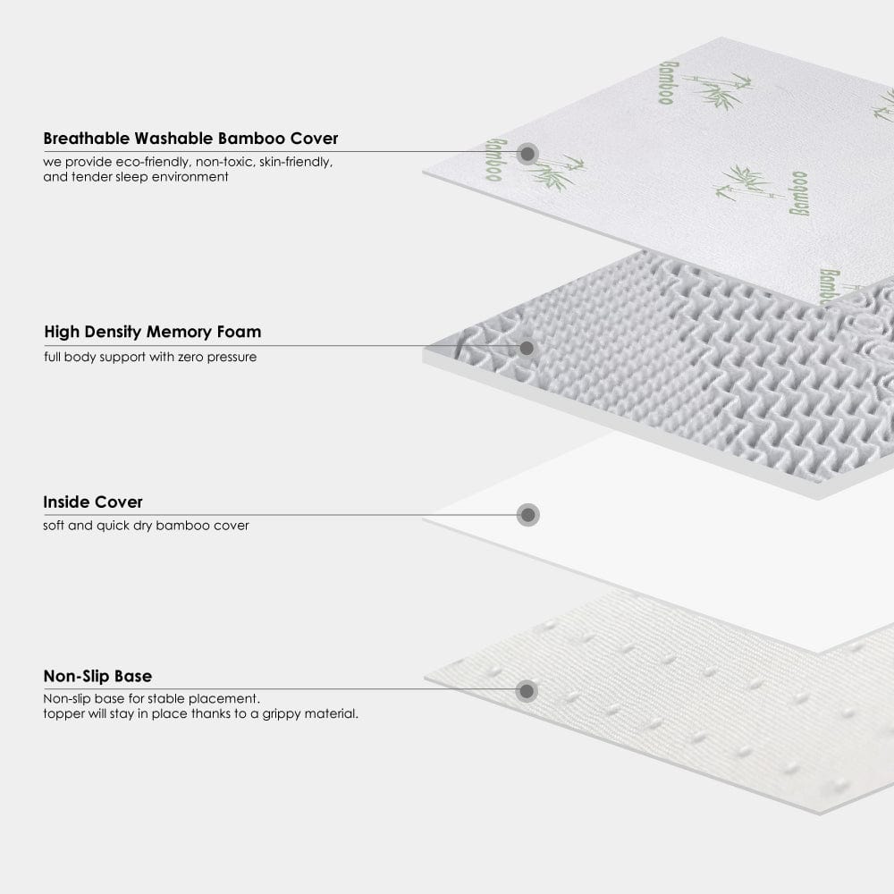 6cm Memory Foam Mattress Topper | Bamboo Cover | Single Size