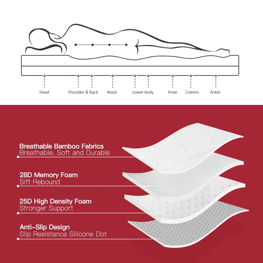 6cm Memory Foam Mattress Topper | Bamboo Cover | Double Size