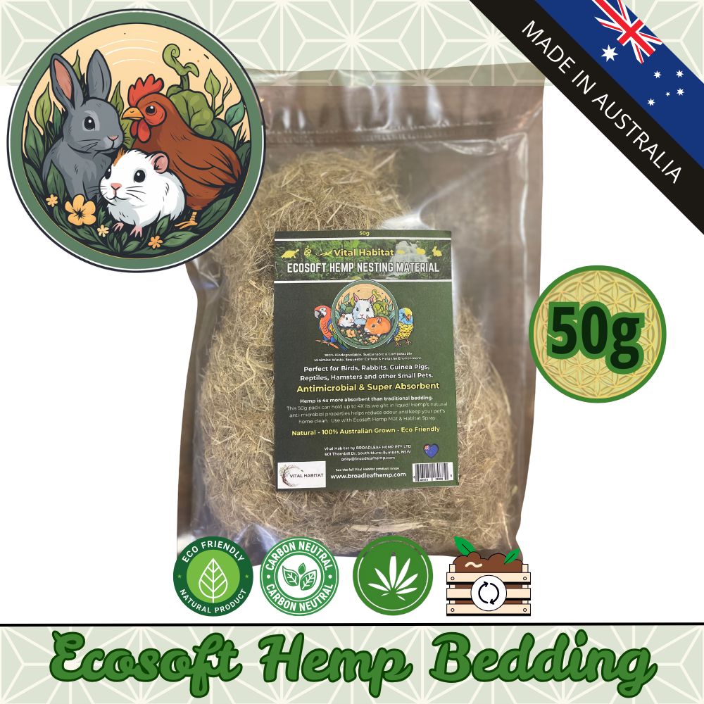 Hemp Absorbent Nest Material | 50g | 2 Pack | Free Shipping