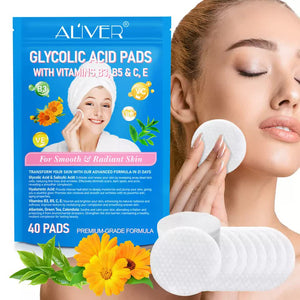 ALIVER Glycolic Acid Pads with Vitamins B3, B5 & C, E | 40 Pads