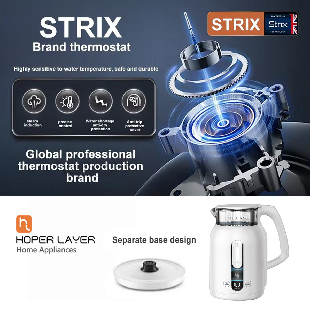 Hoper 1.5L Insulation Electric Kettle | 1500W Water Boiler | K15-G1
