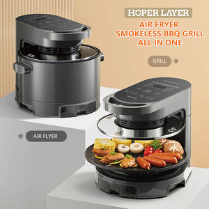 Hoper Layer Multi-functional 2-in-1 Air Fryer & Smokeless BBQ Grill | KZ-50 | Versatile Cooking