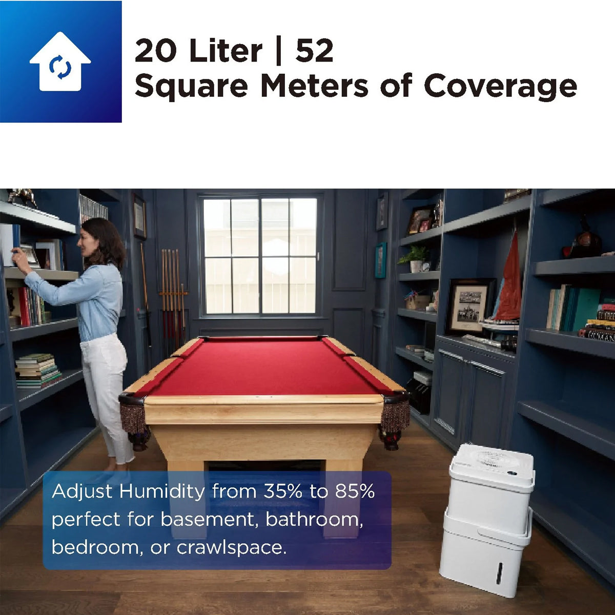 Midea Smart Cube Dehumidifier | 20L/Day | 12L Water Tank | Compact Storage | Full Water Warning