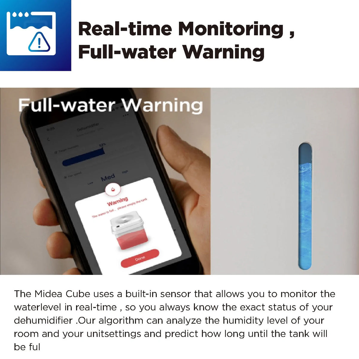 Midea Smart Cube Dehumidifier | 20L/Day | 12L Water Tank | Compact Storage | Full Water Warning