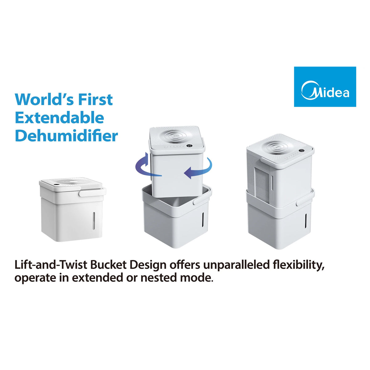 Midea Smart Cube Dehumidifier | 20L/Day | 12L Water Tank | Compact Storage | Full Water Warning