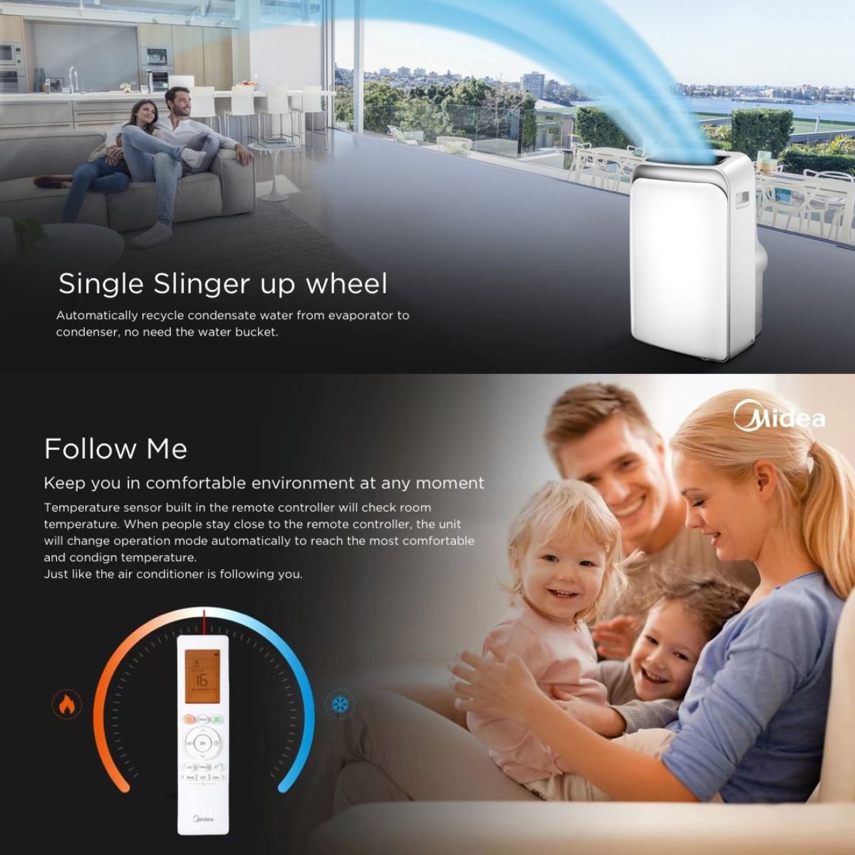 Midea 4.0kW 3-in-1 Portable Air Conditioner | Dehumidifier | Cooling, Drying & Sleep Mode