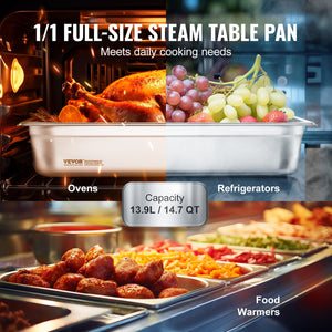 Hotel Pans 6 Pack | Full Size 4" Deep Stainless Steel Anti-Jam Steam Table Pans