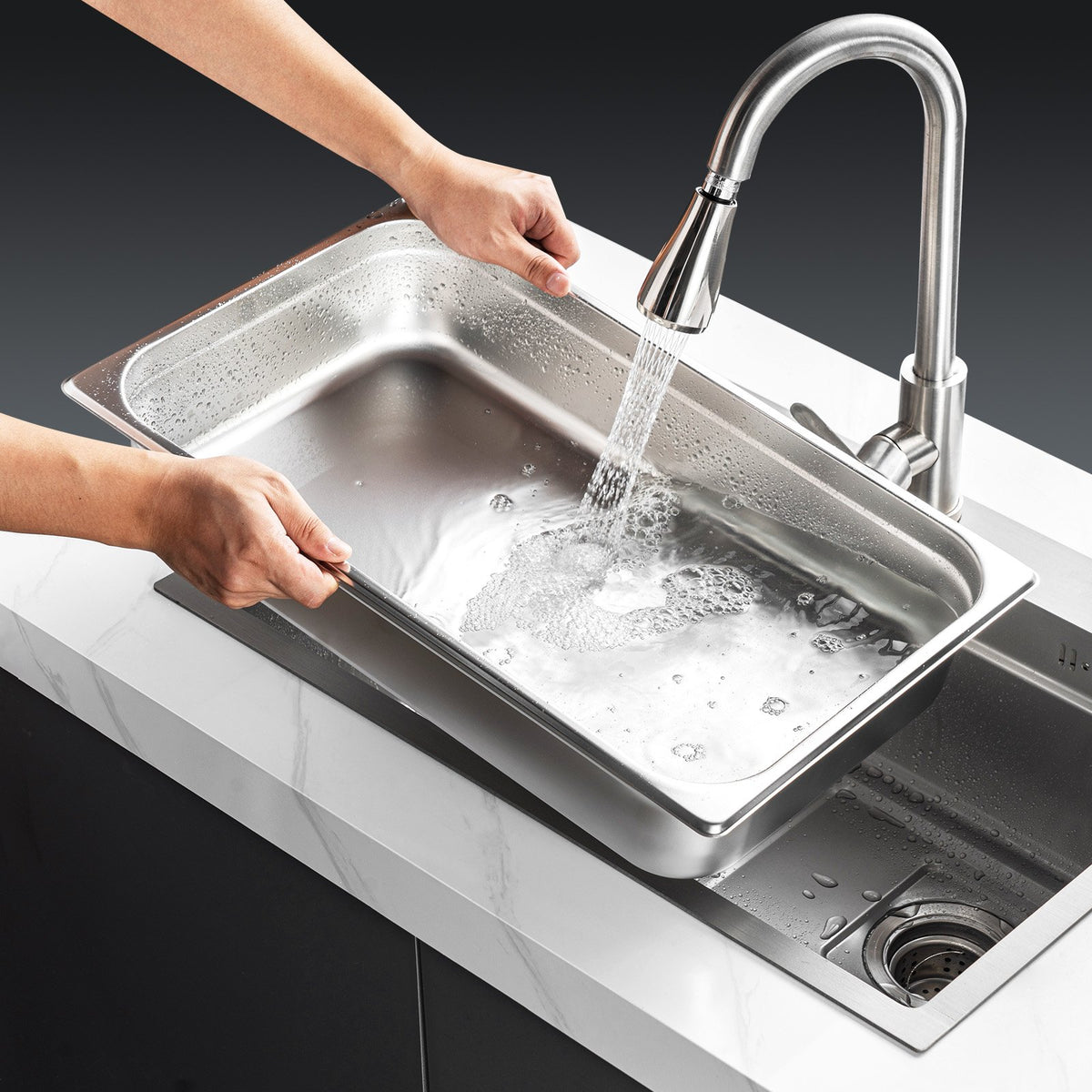 Hotel Pans 6 Pack | Full Size 4" Deep Stainless Steel Anti-Jam Steam Table Pans