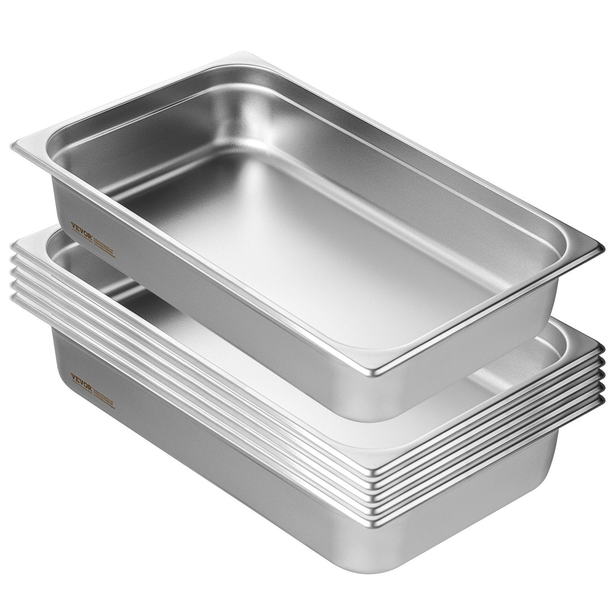 Hotel Pans 6 Pack | Full Size 4" Deep Stainless Steel Anti-Jam Steam Table Pans