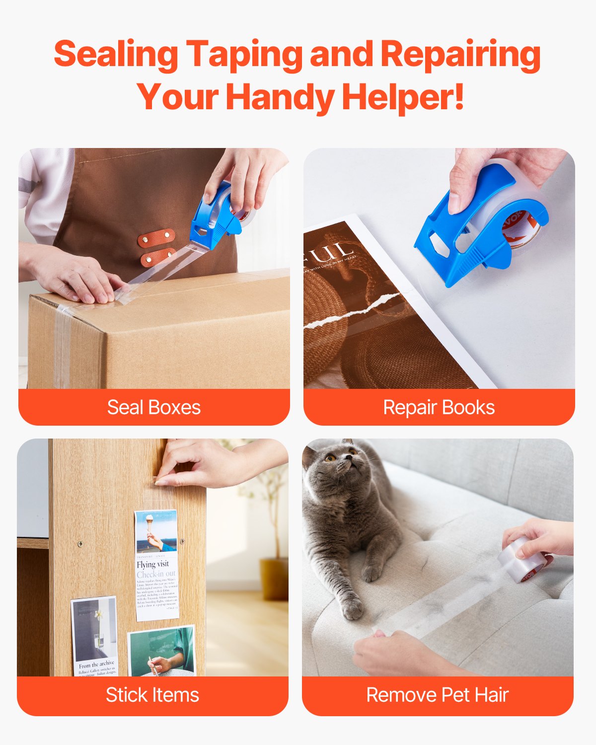 Packing Tape | 6 Rolls 25 Yards Clear 2.7 Mil with Dispenser