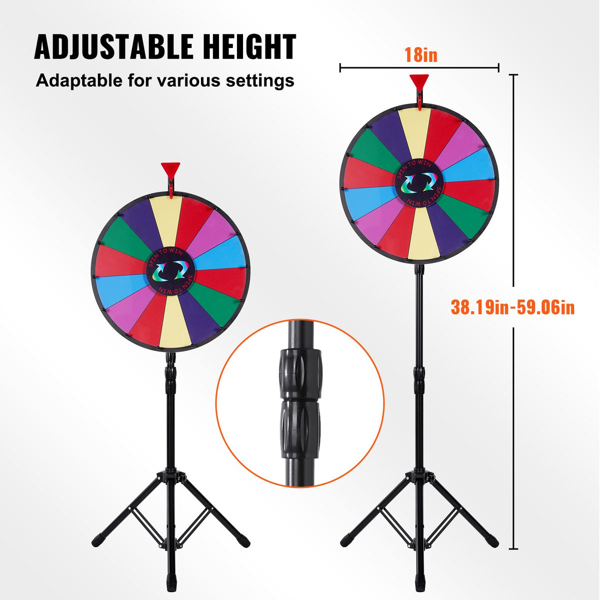 Prize Wheel | 18" Tabletop Color Wheel with Folding Tripod & 14 Dry-Erase Slots