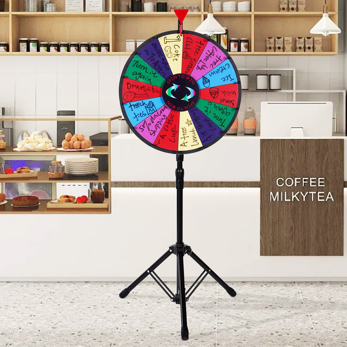 Prize Wheel | 18" Tabletop Color Wheel with Folding Tripod & 14 Dry-Erase Slots