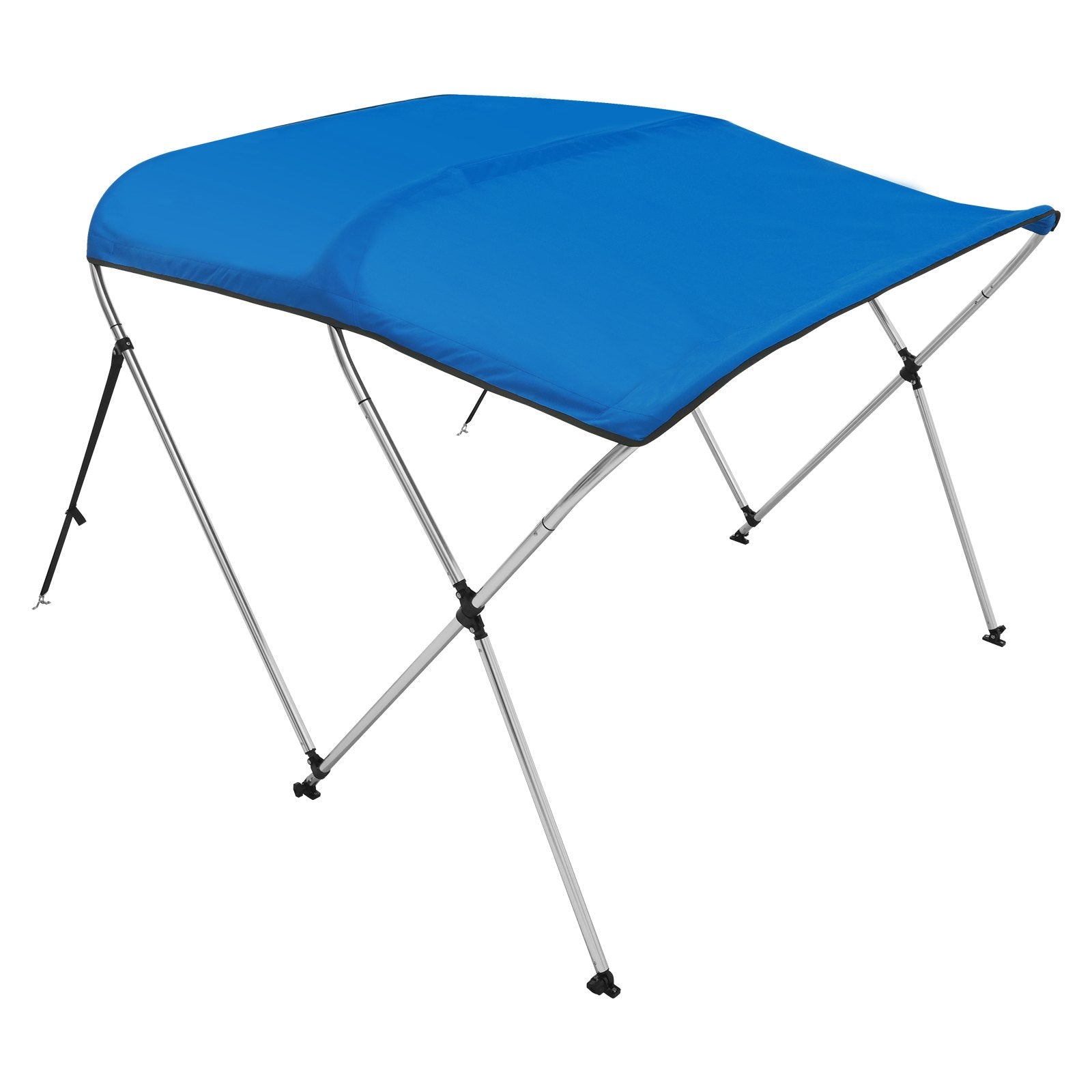 Bimini Top Boat Cover 3 Bow | 900D Polyester Canopy & Aluminum Frame | 6'L x 46"H x 61"-66"W | Blue