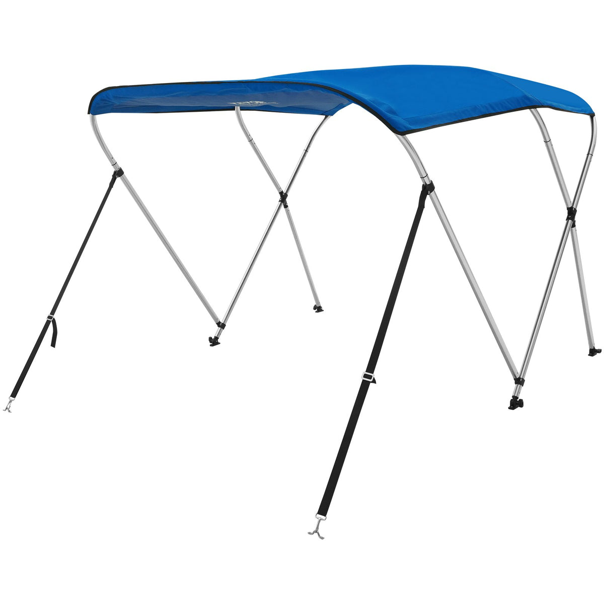 Bimini Top Boat Cover 3 Bow | 900D Polyester Canopy & Aluminum Frame | 6'L x 46"H x 61"-66"W | Blue