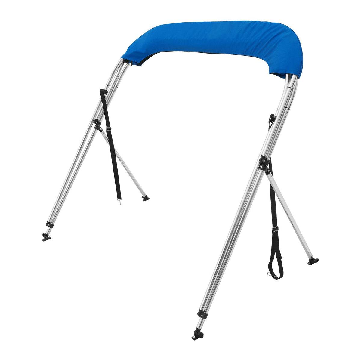 Bimini Top Boat Cover 3 Bow | 900D Polyester Canopy & Aluminum Frame | 6'L x 46"H x 61"-66"W | Blue