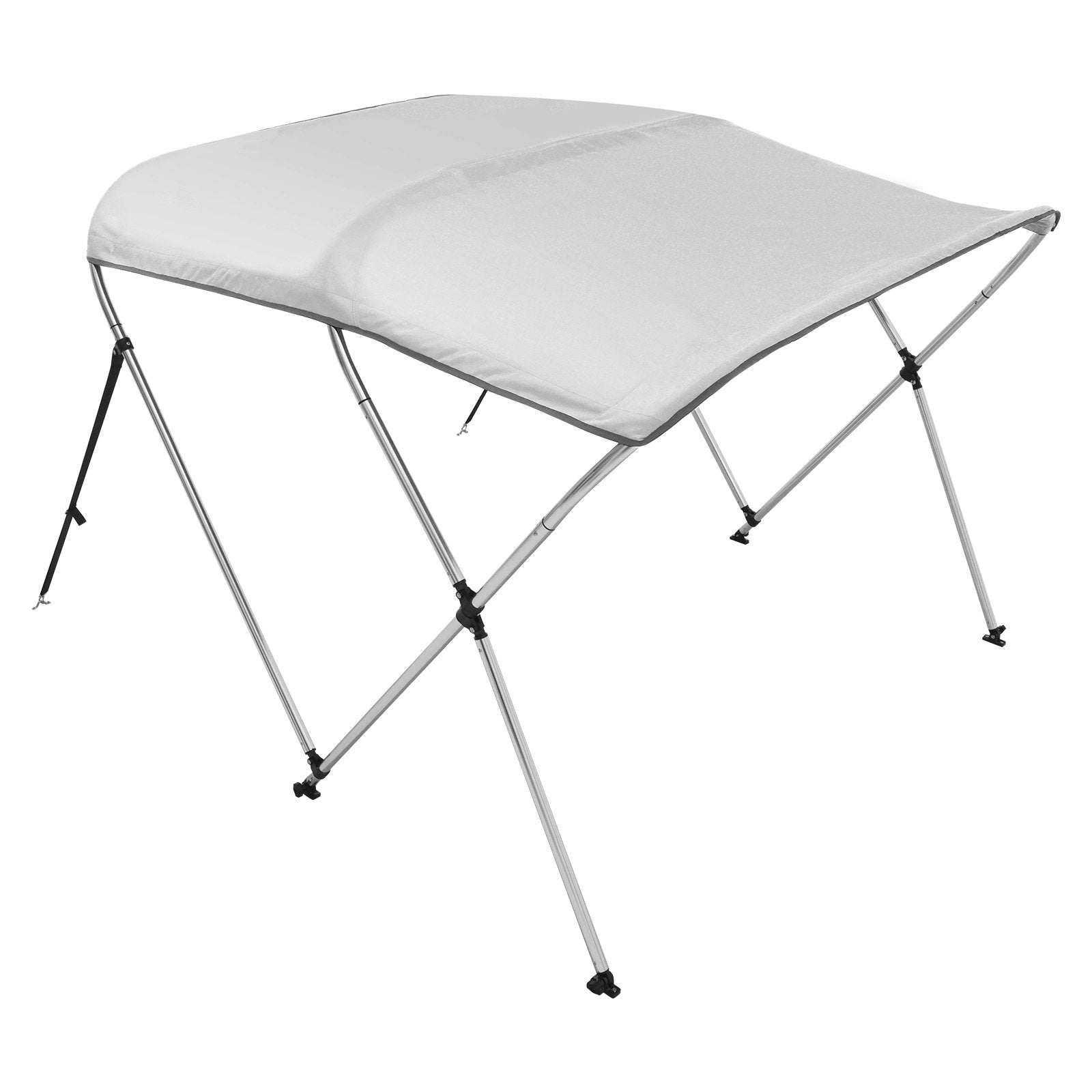 Bimini Top Boat Cover 3 Bow | 900D Polyester Canopy & Aluminum Frame | 6'L x 46"H x 67"-72"W | Light Grey