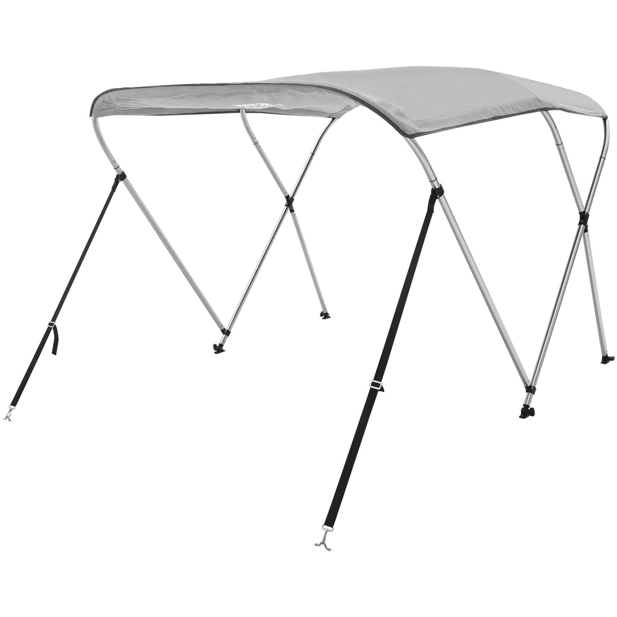 Bimini Top Boat Cover 3 Bow | 900D Polyester Canopy & Aluminum Frame | 6'L x 46"H x 67"-72"W | Light Grey