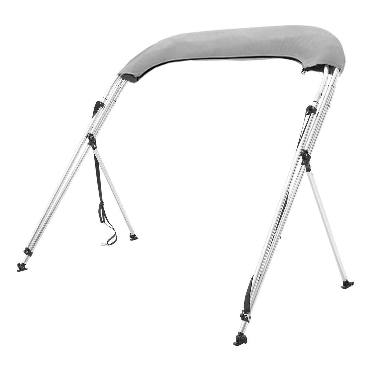 Bimini Top Boat Cover 3 Bow | 900D Polyester Canopy & Aluminum Frame | 6'L x 46"H x 67"-72"W | Light Grey