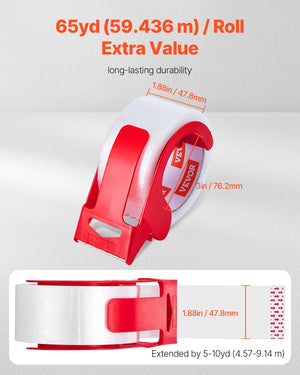 Packing Tape | 6 Rolls 65 Yards Clear 2.7 Mil with Dispenser