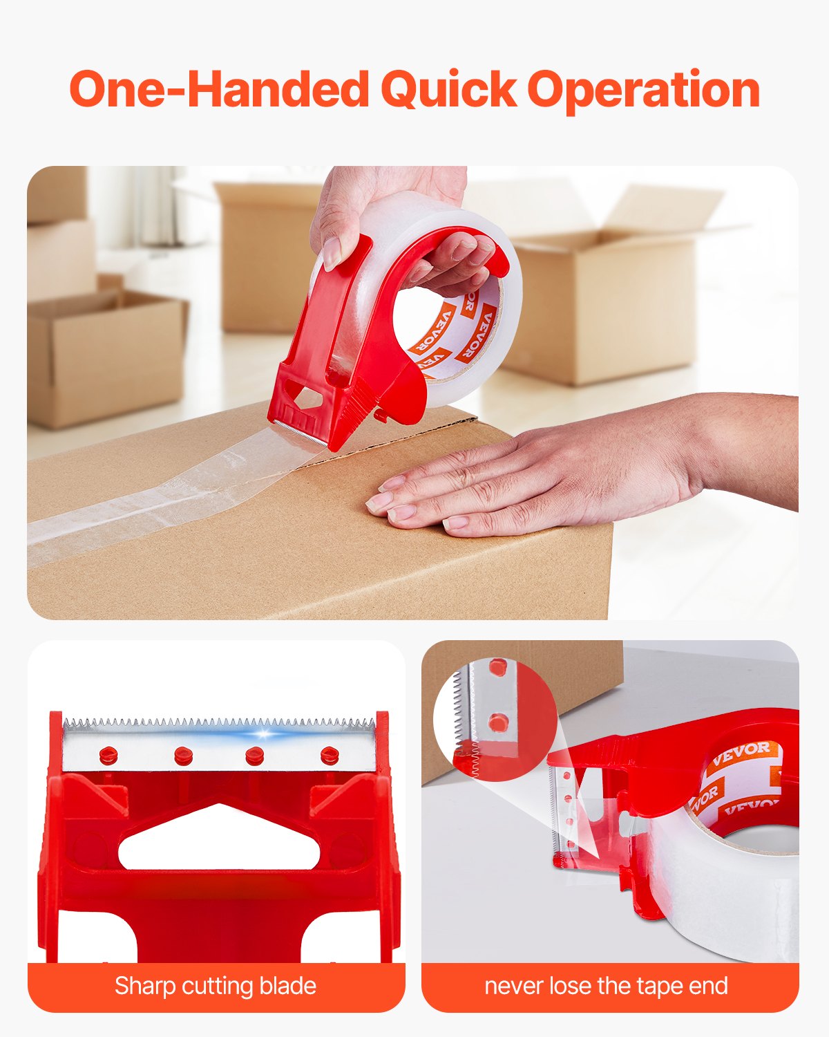 Packing Tape | 6 Rolls 65 Yards Clear 2.7 Mil with Dispenser