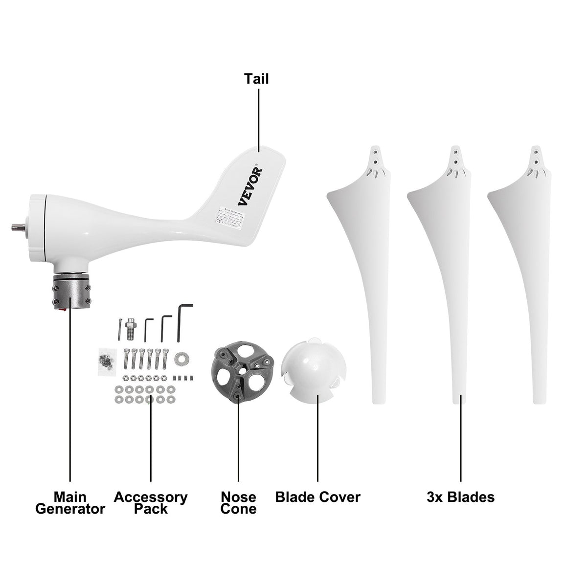 Wind Turbine Generator | 400W 12V with Controller | 3 or 5 Blade Options