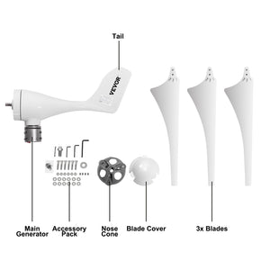 Wind Turbine Generator | 400W 12V with Controller | 3 or 5 Blade Options