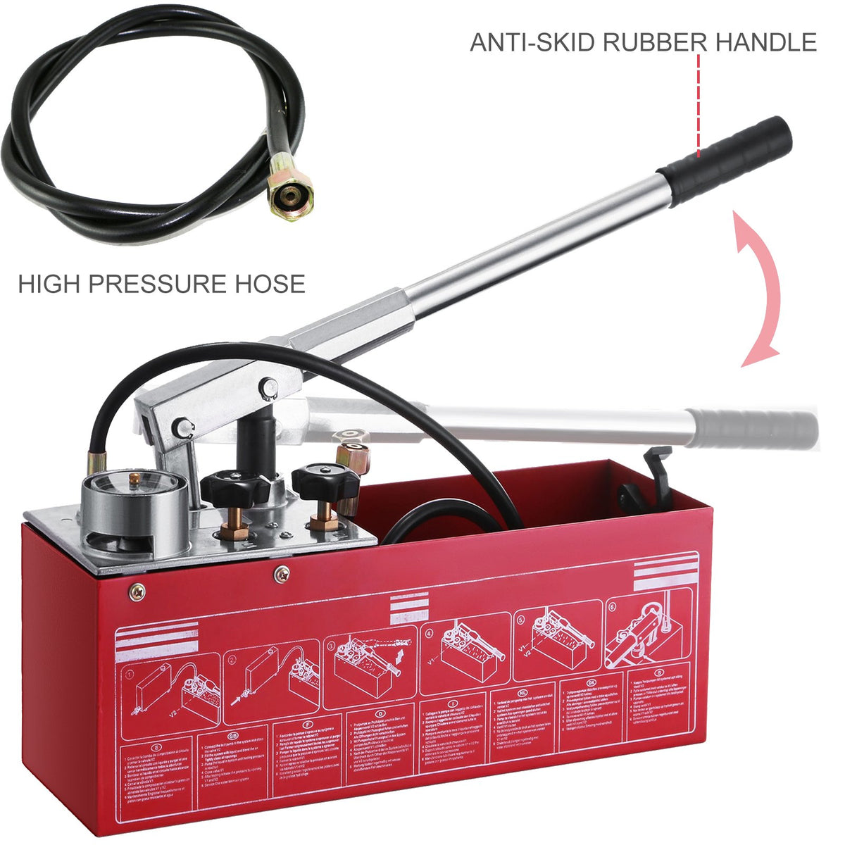 Hydraulic Pressure Test Pump 50 Bar | Manual Hydrostatic Tester | 3.2 Gallon Tank | 1/2" BSP
