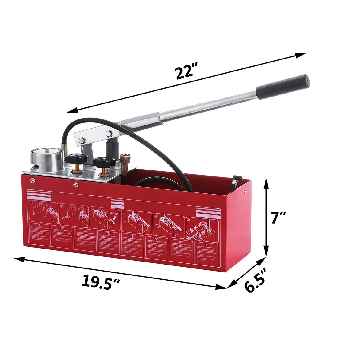 Hydraulic Pressure Test Pump 50 Bar | Manual Hydrostatic Tester | 3.2 Gallon Tank | 1/2" BSP