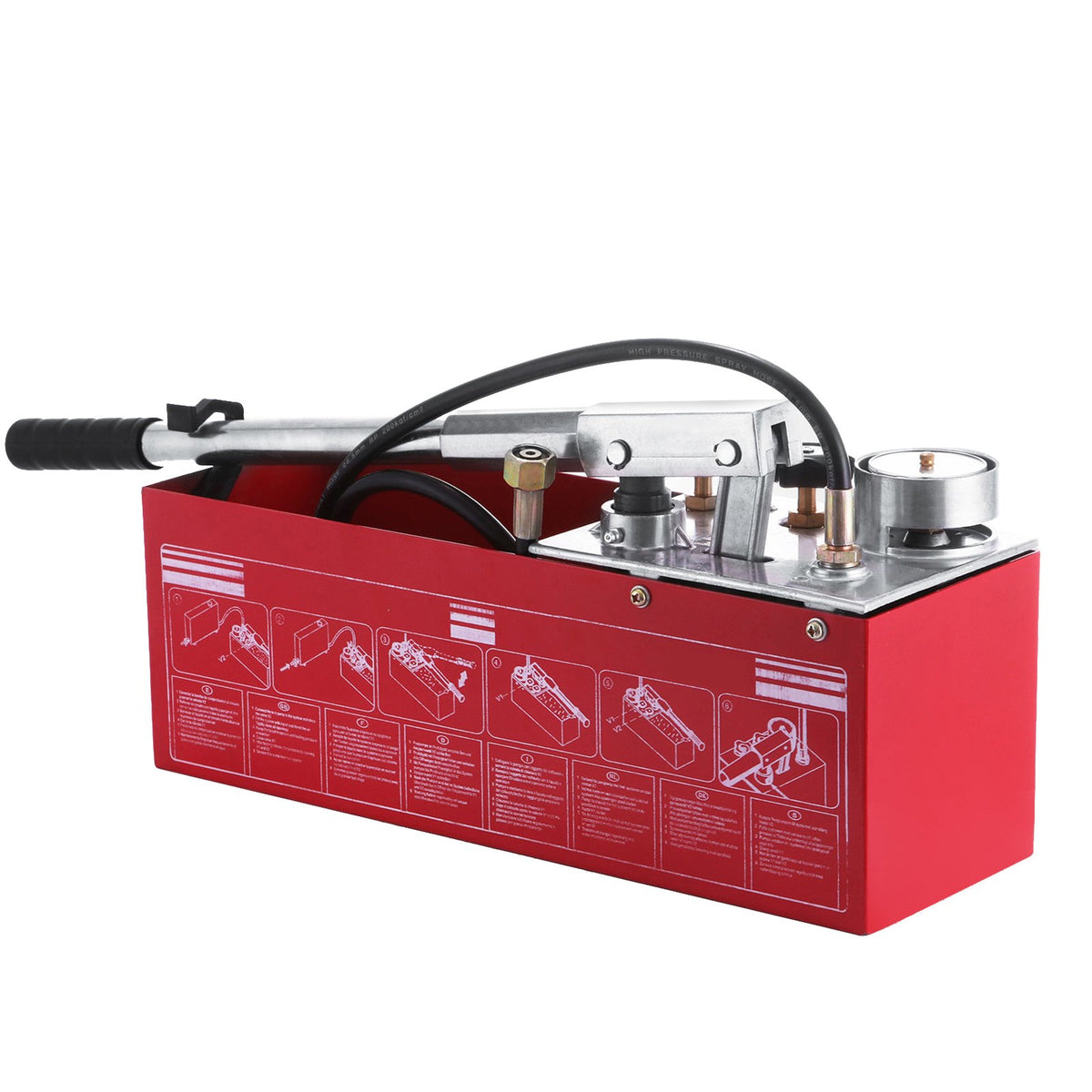 Hydraulic Pressure Test Pump 50 Bar | Manual Hydrostatic Tester | 3.2 Gallon Tank | 1/2" BSP