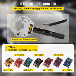 Hydraulic Hose Crimper Hydra-Krimp 71500 | Manual AC Hose Crimper Kit with 7 Dies | For Barbed & Beaded Hose Fittings