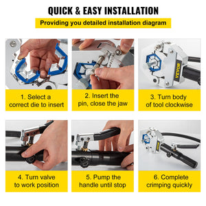Hydraulic Hose Crimper Hydra-Krimp 71500 | Manual AC Hose Crimper Kit with 7 Dies | For Barbed & Beaded Hose Fittings