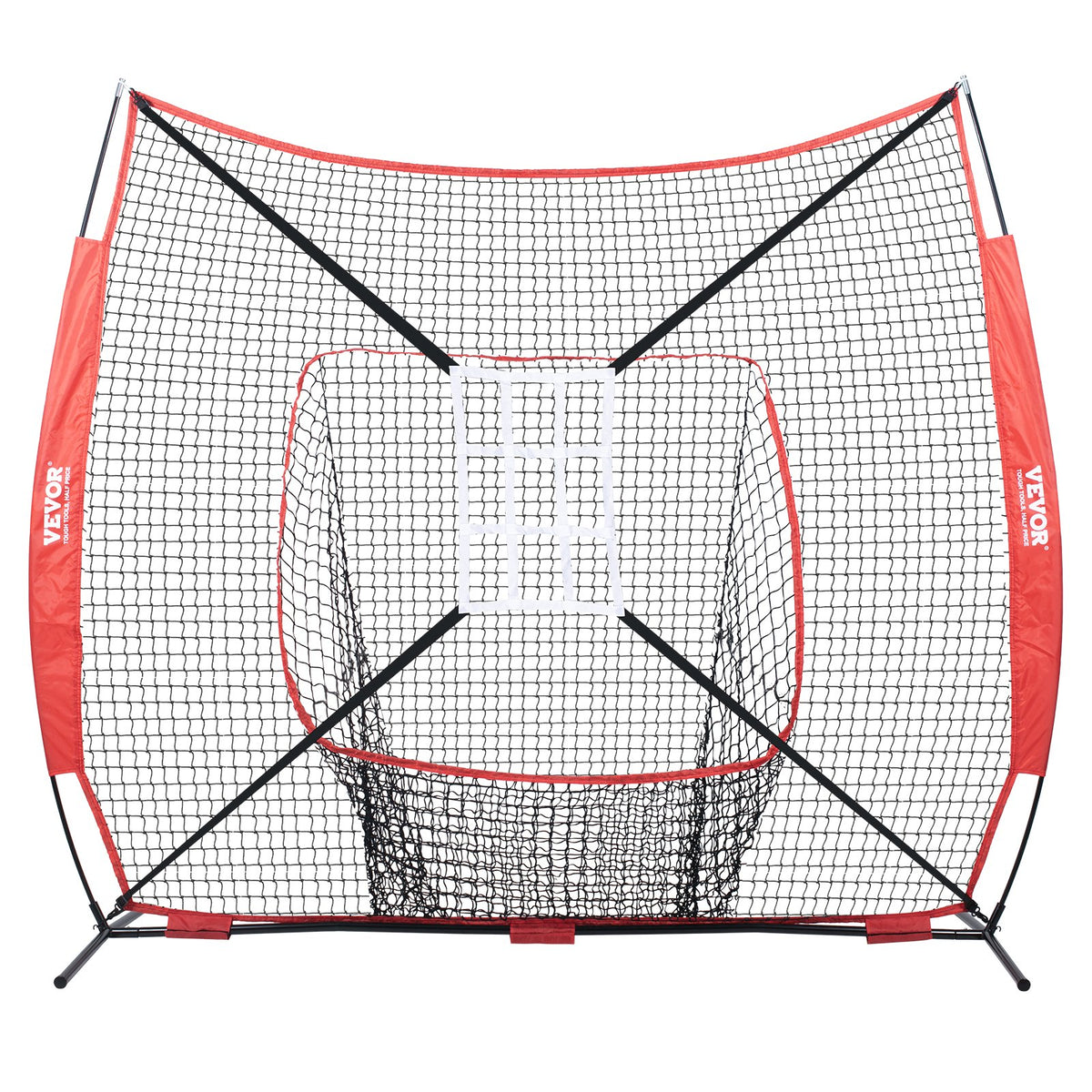 Baseball Practice Net | 7x7ft Portable Training Net with Strike Zone, Ball, Tee & Collector | Softball & Baseball Use