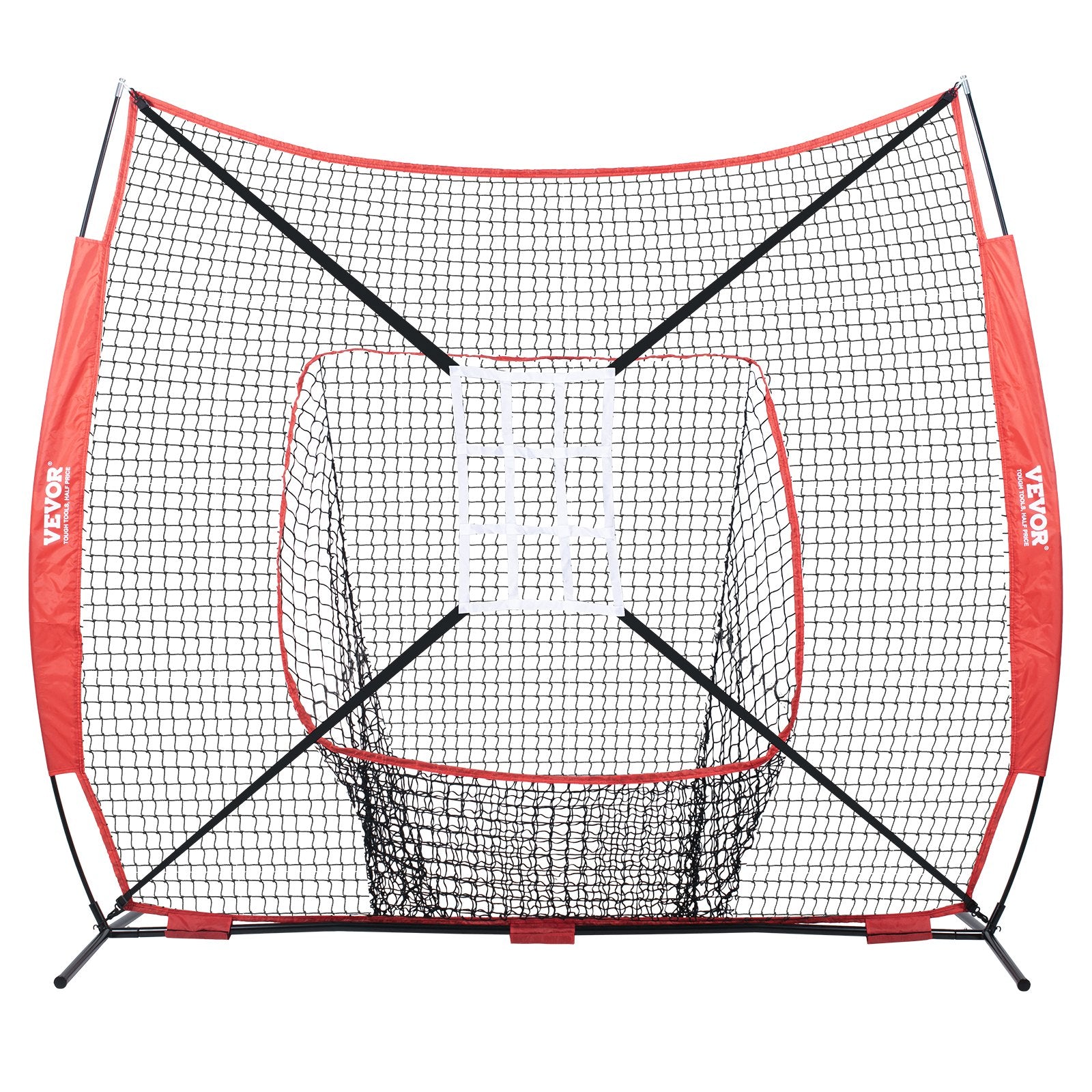 Baseball Practice Net | 7x7ft Portable Training Net with Strike Zone, Ball, Tee & Collector | Softball & Baseball Use