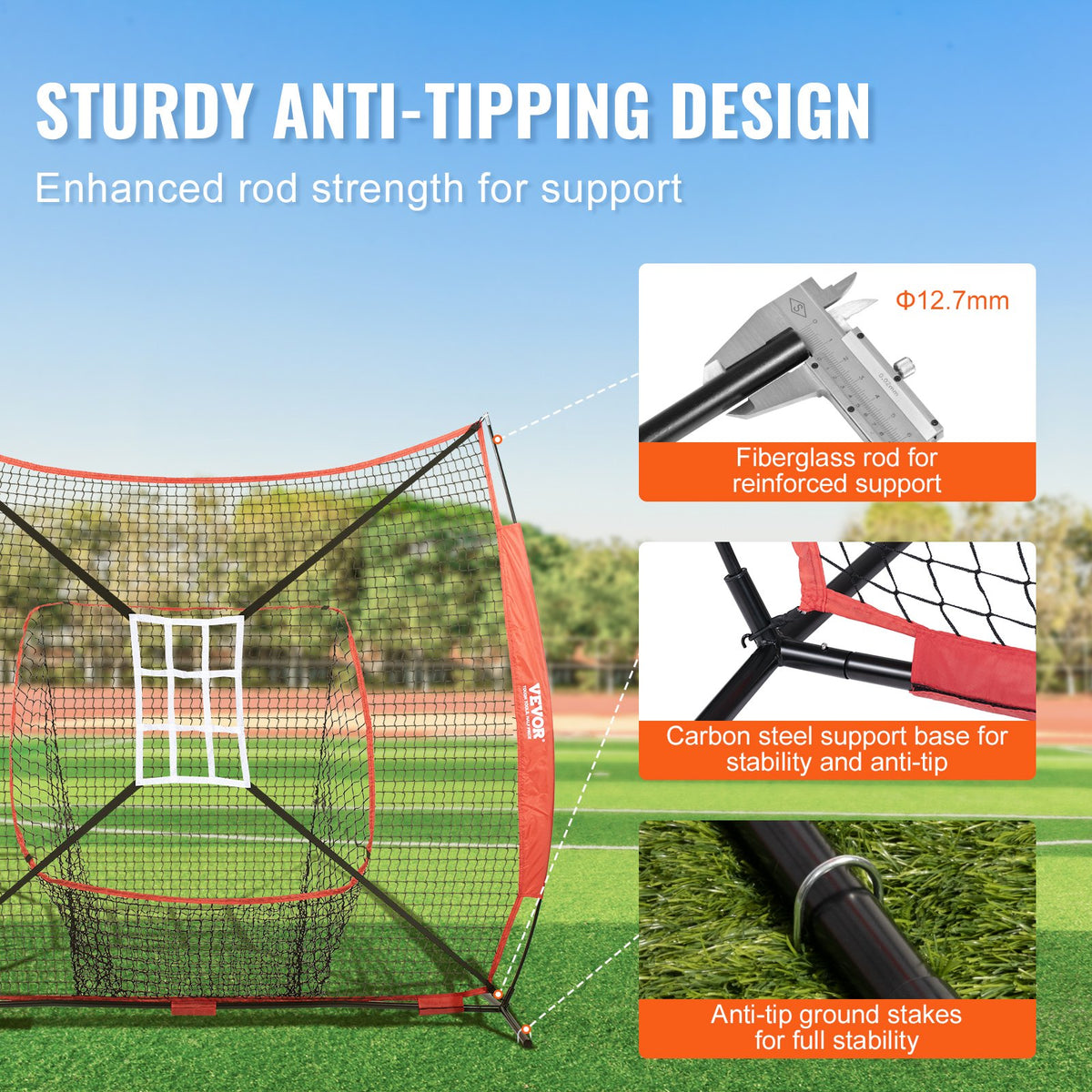 Baseball Practice Net | 7x7ft Portable Training Net with Strike Zone, Ball, Tee & Collector | Softball & Baseball Use