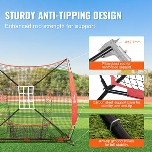 Baseball Practice Net | 7x7ft Portable Training Net with Strike Zone, Ball, Tee & Collector | Softball & Baseball Use